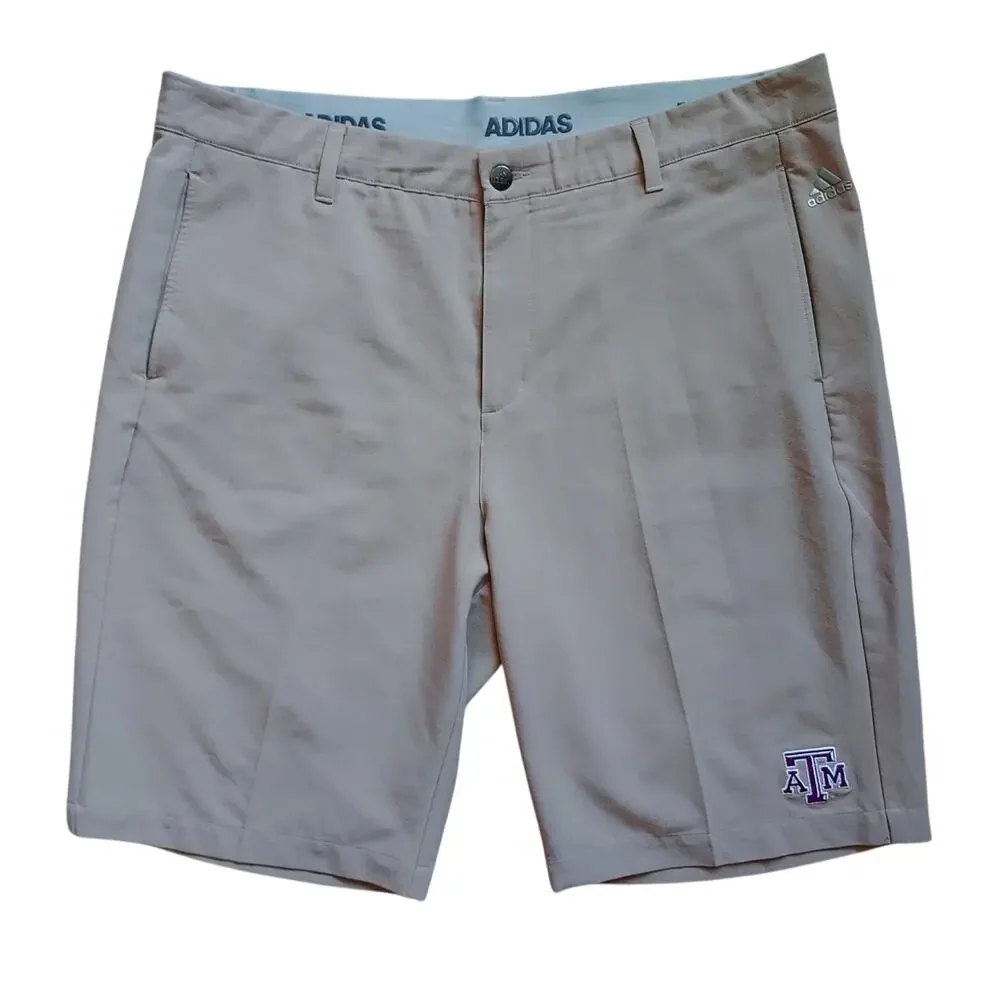 Adidas Texas A&M University Men's Ultimate 365 3-Stripe Golf Shorts Beige Sz 38